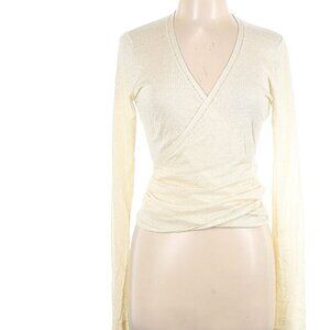Elie Tahari Cream Linen Silk Wrap Sweater, Size Large